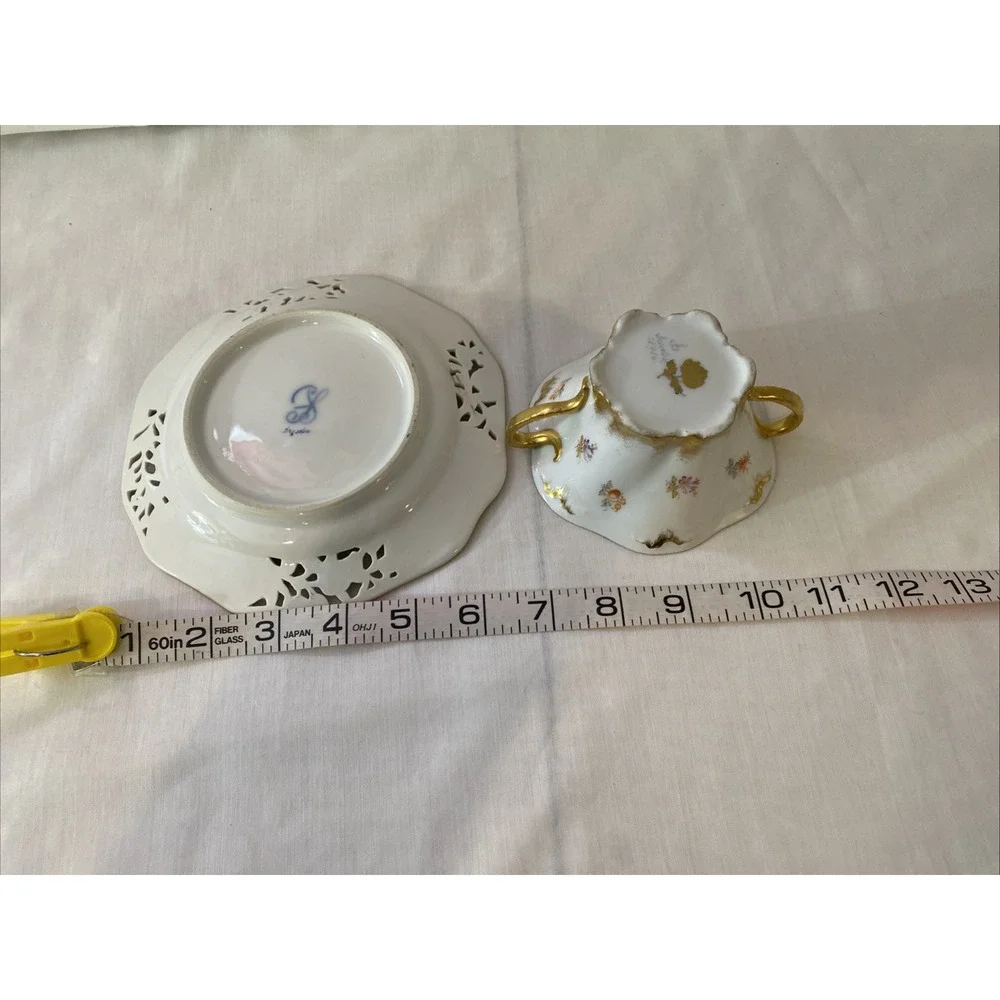 Antique Dresden 28936 demitasse cup and saucer, hand painted (not matching)